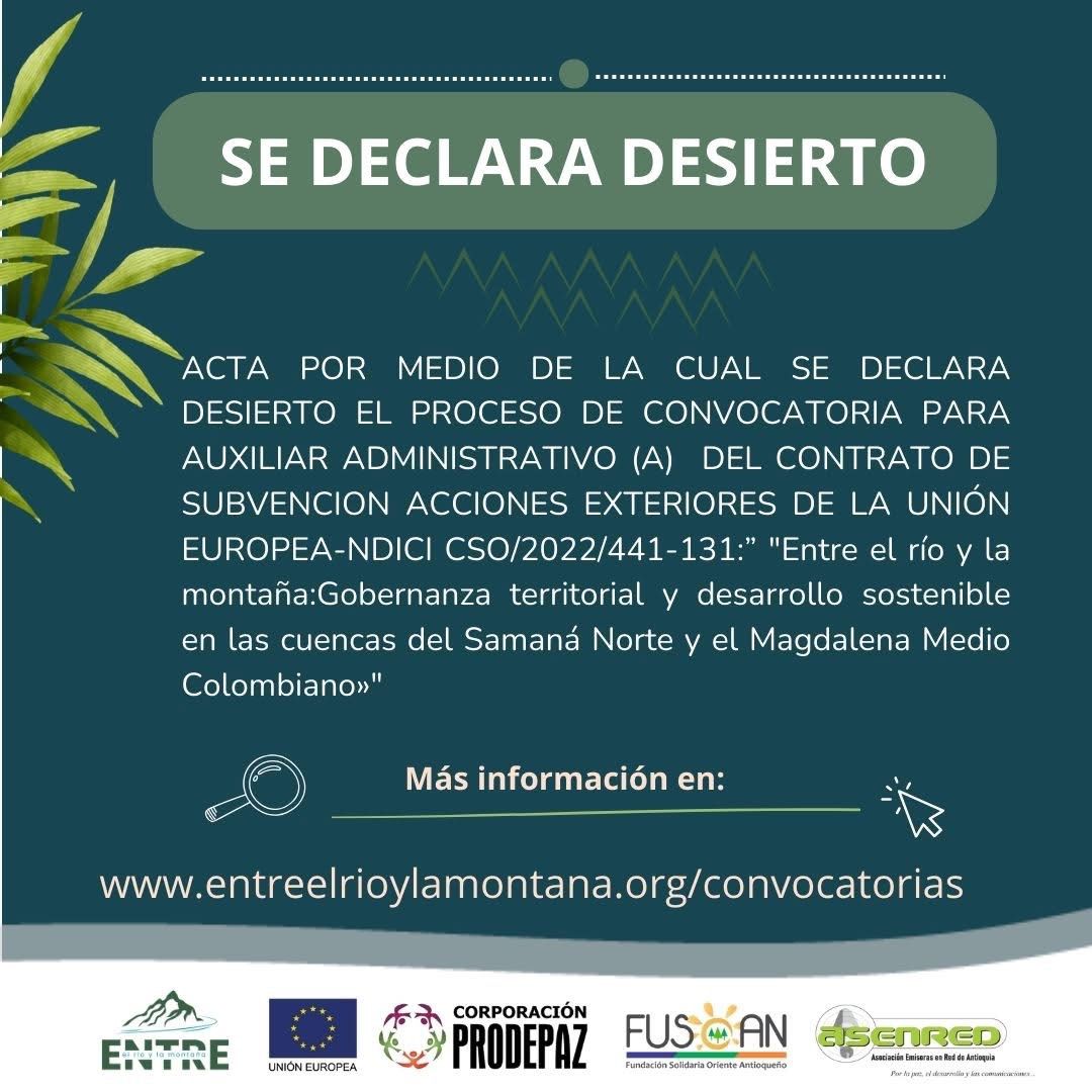 Declaración de desierto proceso de Auxiliar Administrativo(a)